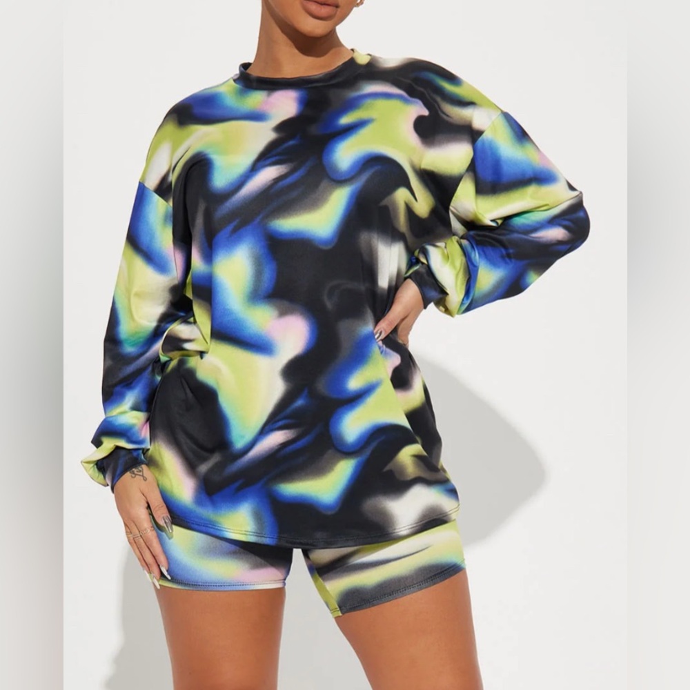 Women’s Fashion Nova New Galaxy Biker Two Piece Short Set Size XS Extra Small